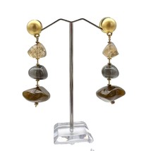 Earrings Pierced Womens 2 in Drop Gold Post 3 Stone - $28.71