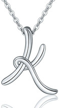 Sterling Silver K Initial Necklace Letter K Alphabet Pendant 18inch O-Ring Chain - £46.43 GBP