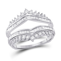 14kt White Gold Womens Round Diamond Wedding Wrap Ring Guard Enhancer 3/4 Cttw - £1,213.97 GBP