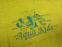 Vintage 80s YMCA Aqua Kids Shirt Yellow Youth  Sz 14/16  15.5x20 Kirkwood - £11.81 GBP