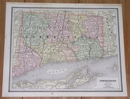 1890 Original Antique Map Of Connecticut / Bridgeport /STAMFORD / New Haven - £13.66 GBP