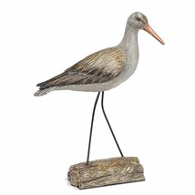 Tall Wading Bird Statue on Log with Metal Legs 11&quot; high Resin Brown Gray... - $39.59