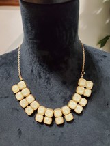 Beige Resin Statement Stylish Gold Tone Necklace - £17.69 GBP