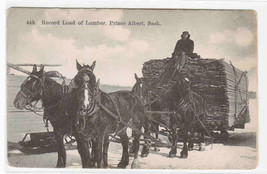 Horse Lumber Logging Team Prince Albert Saskatchewan Canada 1910c postcard - $7.38