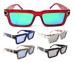 SLIM SLEEK MARBLE THICK BOLD SQUARE LUXURY SUNGLASSES RETRO DESIGNER FAS... - $6.95