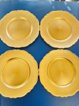 Round Charger Plate 12-Inch Painted Gold Hard Plastic Set of 4 World Market - £21.64 GBP