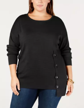 NY Collection Women&#39;s Plus Size Side-Button Sweater, Size 2X - £24.73 GBP