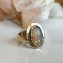 Natural Ethiopian Opal Ring, 9K Gold Opal Ring, Wedding Best Gifts For Unisex - £636.38 GBP