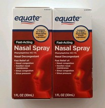2x Equate Fast Acting 4-Way Nasal Spray Phenylephrine HCl EXP:6/24 SAME-DAY SHIP - £9.49 GBP