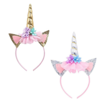 Girls Unicorn Headbands for Birthday Party Halloween Costume 2 Pcs Gold/... - £7.78 GBP