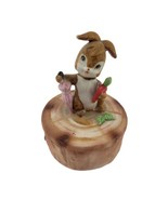 Vintage Rabbit Bunny with Carrot Small Trinket Jewelry Box Figurine #7517  - $9.89