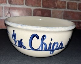 Ellis Pottery ~ Marshall Texas ~ Chips / No  More ~ Blue and White Sponge-ware - £19.41 GBP