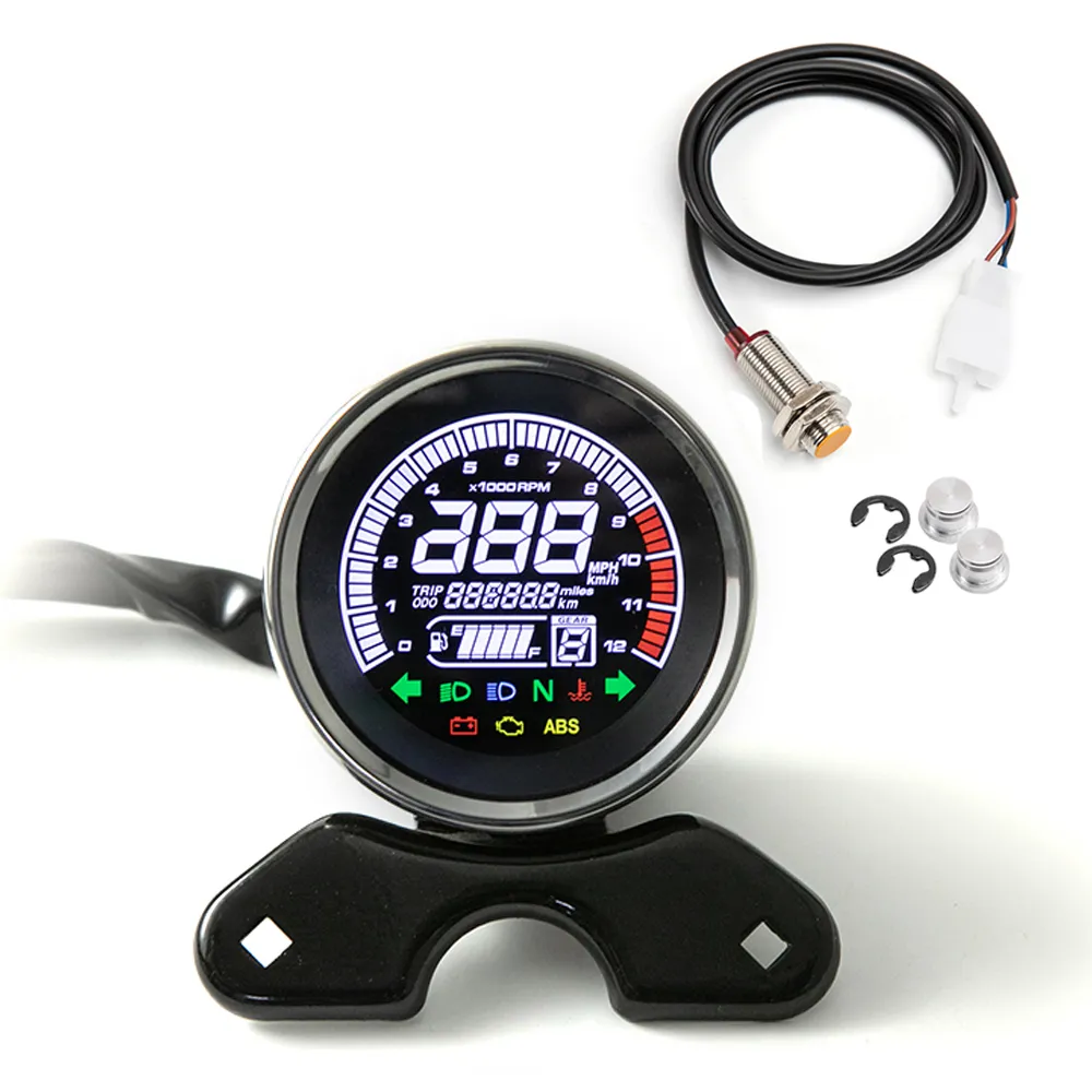 D lcd digital odometer speedometer tachometer for harley honda yamaha suzuki cafe racer thumb200