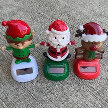 Christmas Lot Of 3 Solar Wigglers Dancing Rudolph, Elf, Santa Claus - £11.37 GBP