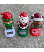 Christmas Lot Of 3 Solar Wigglers Dancing Rudolph, Elf, Santa Claus - £11.43 GBP
