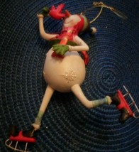  Christmas Ornament Ice Skating Snowman 5,5&quot; W RED BIRD - €5,18 EUR