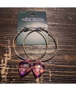 Wild Fable Hoop earrings with plastic pink hearts Nickel free - £4.27 GBP