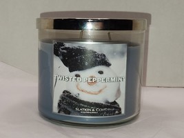 OLDER Bath &amp; Body Works Slatkin Co Twisted Peppermint 3-Wick Jar Candle 14.5 oz - £20.86 GBP