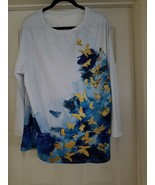 Women&#39;s 3/4 Sleeve Multicolor Butterly Shirt. Size L - $21.95 CAD