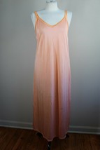 VTG NWOT Vanity Fair 32&quot; Orange Nylon Stretch Tank Long Night Gown Dress - $39.90
