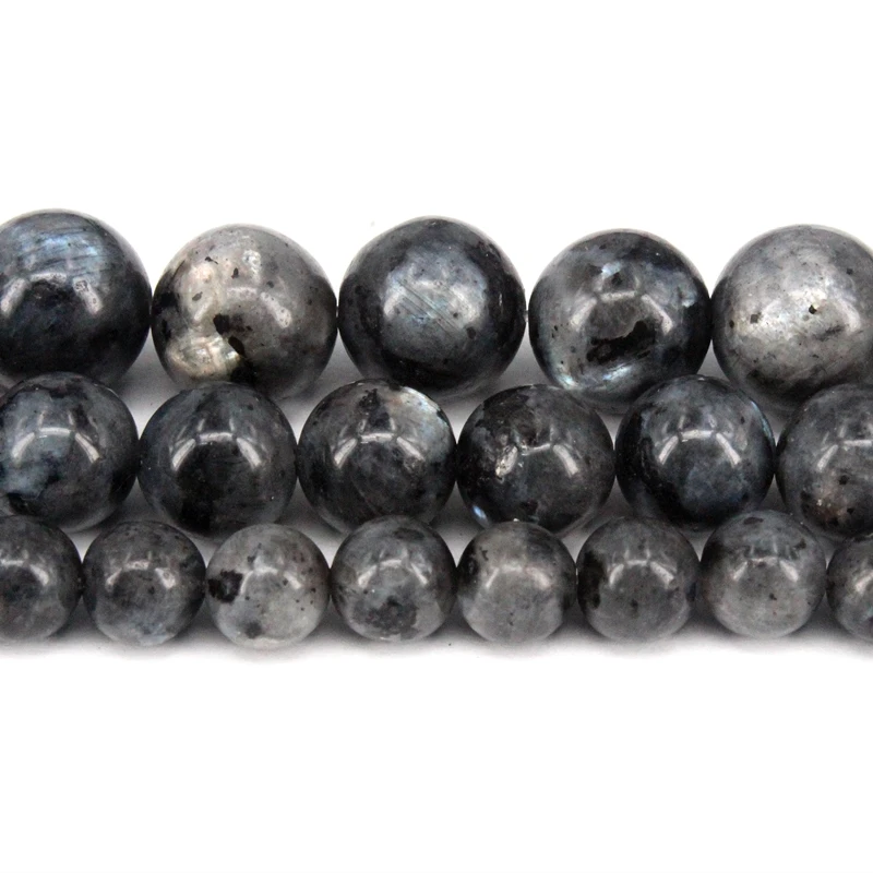 Natural Larvikite Black Labradorite Round Loose Beads Strand 4/6/8/10/12/14MM - £6.28 GBP