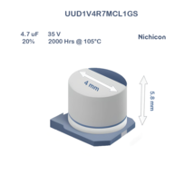 10X UUD1V4R7MCL1GS Nichicon 4.7uF 35V 4x5.8 Aluminum Electrolytic Capaci... - $3.90