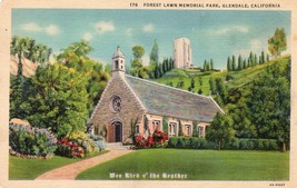 Forest Lawn Memorial Park Unposted Linen Postcard Glendale California - £7.90 GBP