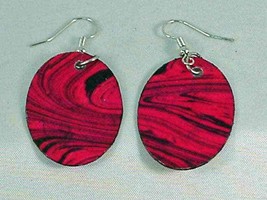 Handmade Earrings---Red Swirl Oval or Square Shifting Sand - £11.92 GBP