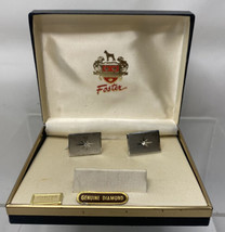 Sterling Silver FOSTER Diamond Cut Rectangular CUFF LINKS 10 Grams Diamond Gem - £21.23 GBP