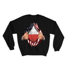 Poland : Gift Sweatshirt Flag USA American Chest Polish Expat Country - $28.95