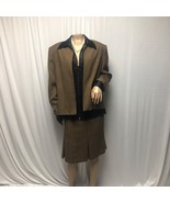 Sag Harbor Two Piece Suit Womens Size 16 Black Brown Open Front Jacket S... - £17.89 GBP