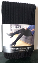 NEW Ladies George Footed Tights Size 1 Small Black Pattern Control Top O... - $4.94