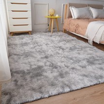8X10 Feet Of Tie-Dyed Light Gray Floralux Ultra Soft Indoor Modern Shag Area - £89.48 GBP