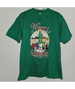 Peanuts Merry Christmas Green Tee Men&#39;s XL Charlie Brown Snoopy 2002 - £12.13 GBP