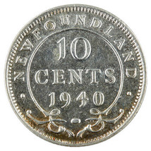 1940 Canada Newfoundland 10 Cents Coin (XF+ Condition) KM# 20 - £65.89 GBP