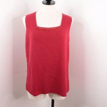 Mercer Street Studio Women&#39;s XL Red Stretch Knit Sequin Trim Sleeveless Sweater - $6.00