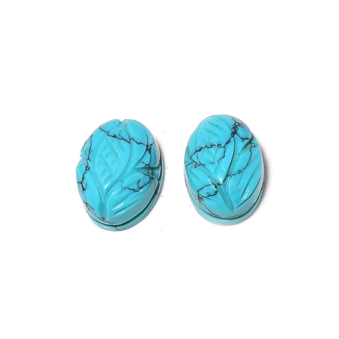 Primary image for 11.8 Carat 2 pcs Turquoise Flower Hand Carving Loose Gemstone for Jewelry Making