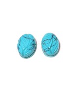 11.8 Carat 2 pcs Turquoise Flower Hand Carving Loose Gemstone for Jewelr... - £10.19 GBP