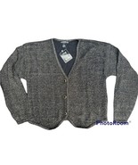 NWT VTG 90s Button Cardigan One Ramie Blend Black &amp; Gold Metallic Sweate... - $548.99 MXN