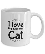 Cute Cat Mug - I Love My Awesome Cat - 11oz White Ceramic - £11.71 GBP