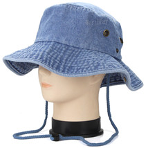 Denim Blue Boonie Bucket Hat Cap Hunting Summer Men Sun 100% Cotton Size L/XL - £17.54 GBP