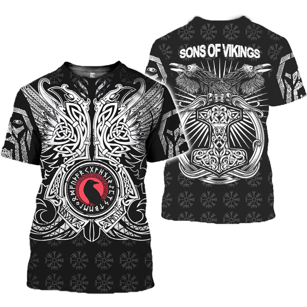 Viking tattoo son of valhala t shirts Men Steampunk 3D O-neck quick-dryi... - $9.99