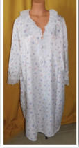 Sears Apostrophe Floral Flannel Night Gown with Lace Trim Size: M (12-14) - $21.99