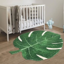 Green Leaves Faux Wool Bath Mat Non-Slip Door Carpet Soft Luxury, Leaves). - £36.97 GBP