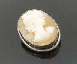 925 Sterling Silver - Vintage Antique Carved Woman Cameo Brooch Pin - BP7240 - £38.14 GBP