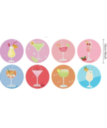 8 Pcs Vintage Cocktail Diamond Art Coasters w/holder and non slid cork C... - $29.99