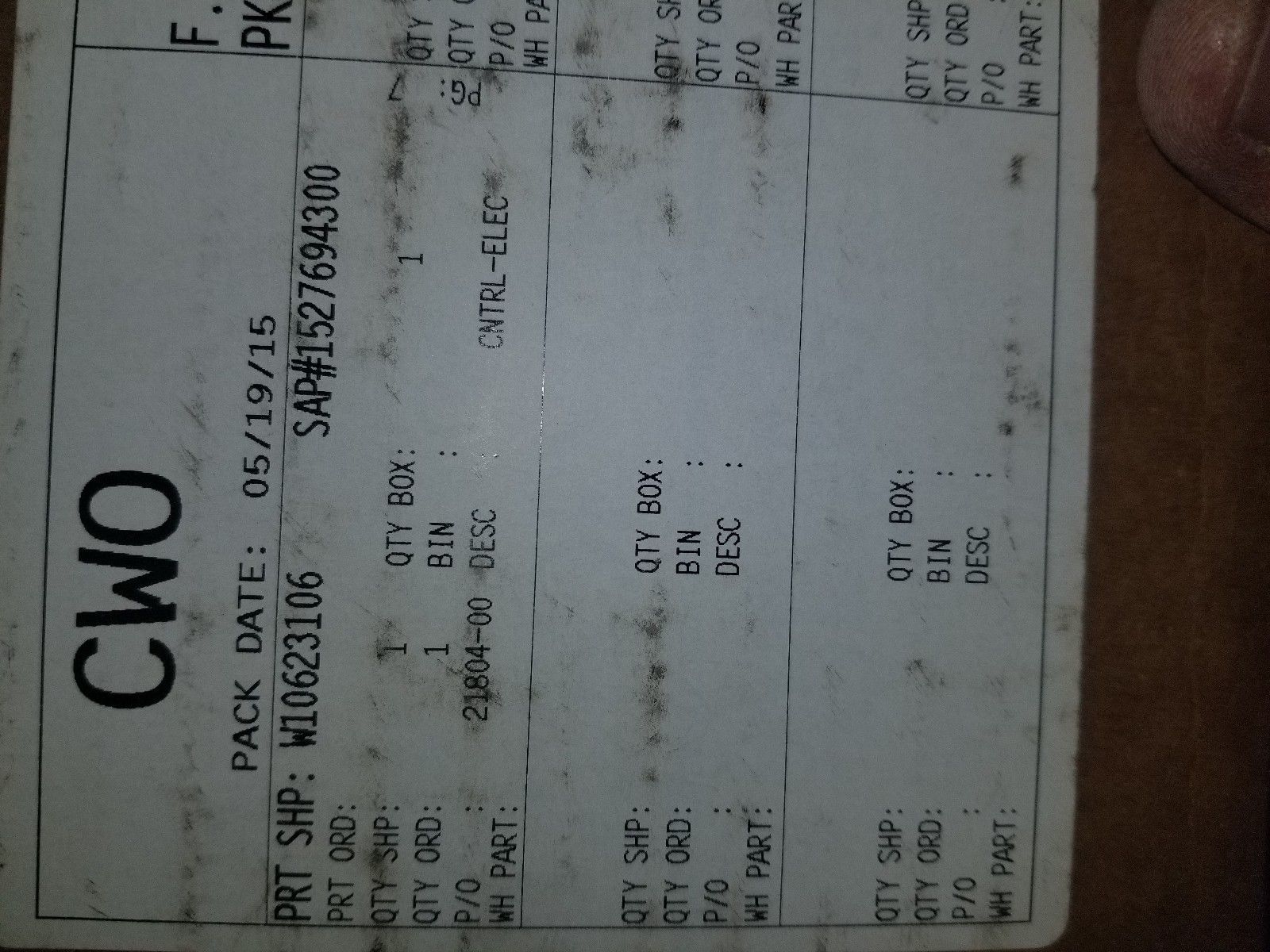 Whirlpool  W10623106 Whirlpool Refrigerator Control Board NEW OEM - $168.30