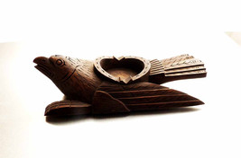 Primitive Bird Ashtray South American Hand Carved Wood Eagle Hawk Vape S... - $18.00