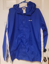 Vtg Rare Adidas Jacket Snap Sides 90&#39;s Track Tearaway Windbreaker Blue White XL - $23.28