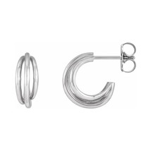14k White Gold Multi-Layer Hoop Earrings - £319.71 GBP